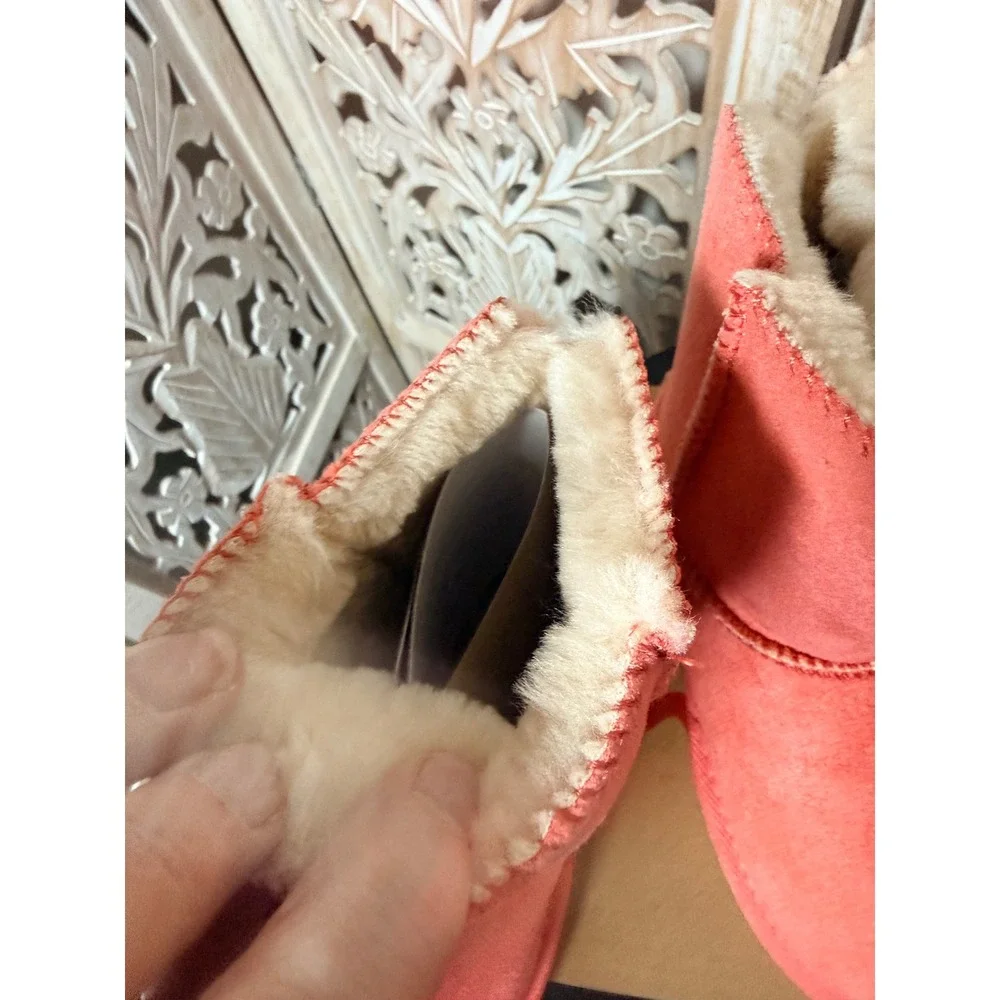 Livboots Kids Salmon Pink Faux Suede Winter Boots Cable Knit Sweater Cuff NEW